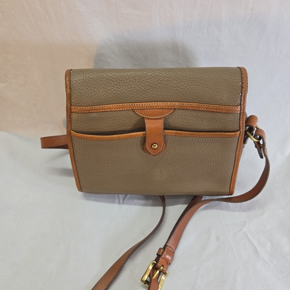 Vintage Dooney & Bourke Essex Brown Leather Beige Brown Crossbody - Picture 8 of 12